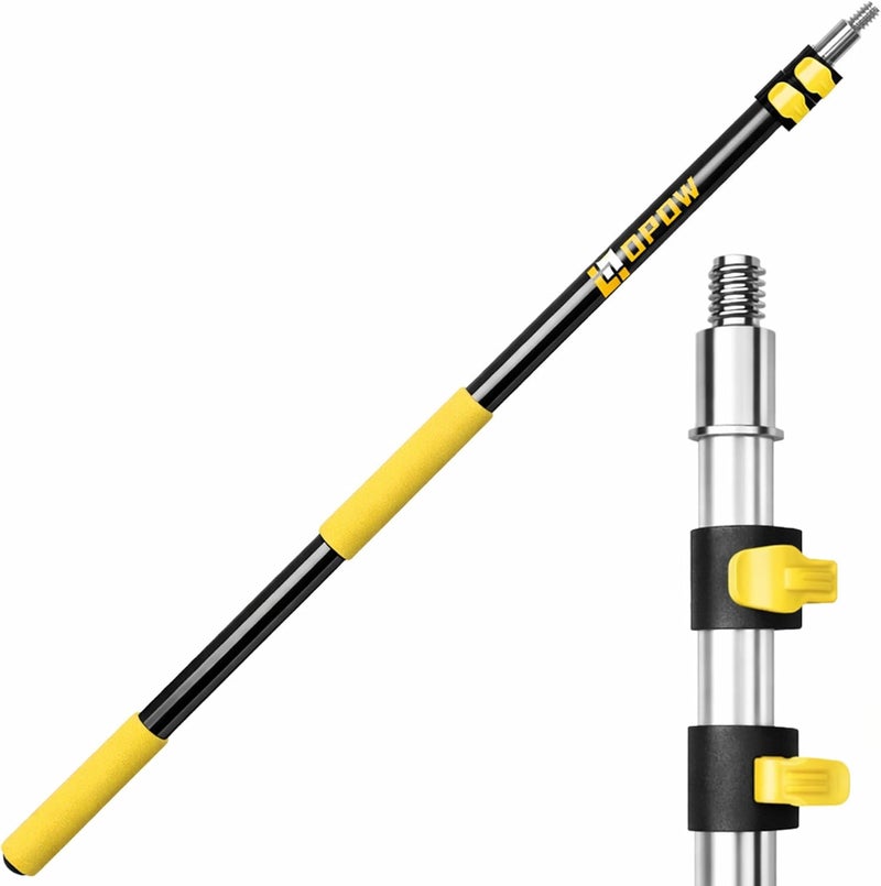 Opow 4-8 FT Gutter Cleaning Telescopic Pole, Multi-Purpose Aluminum Alloy Telescoping Rod with Universal Twist-on Metal Tip Flip-Lock Design, for Painting Cobweb Dusting, Christmas Lights - Image 1